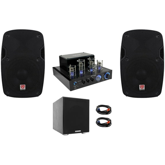 Rockville BluTube LED Tube Amplifier/Home Bluetooth Receiver 8" Speakers 8" Sub