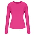 thumbnail image 6 of ClodeEU Women's Crewneck Long Sleeve Slim Soft Knit Pullover，Casual Fall Stretchy T Shirts Hot Pink,Womens Plus L, 6 of 9