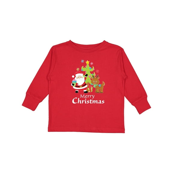 Inktastic Merry Christmas Boys or Girls Long Sleeve Toddler T-Shirt