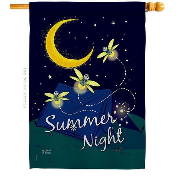Angeleno Heritage H137030-BO Summer Fireflies Outdoor Camping 28 x 40 in. Double-Sided Decorative Vertical House Flags for Decoration Banner Garden Yard Gift