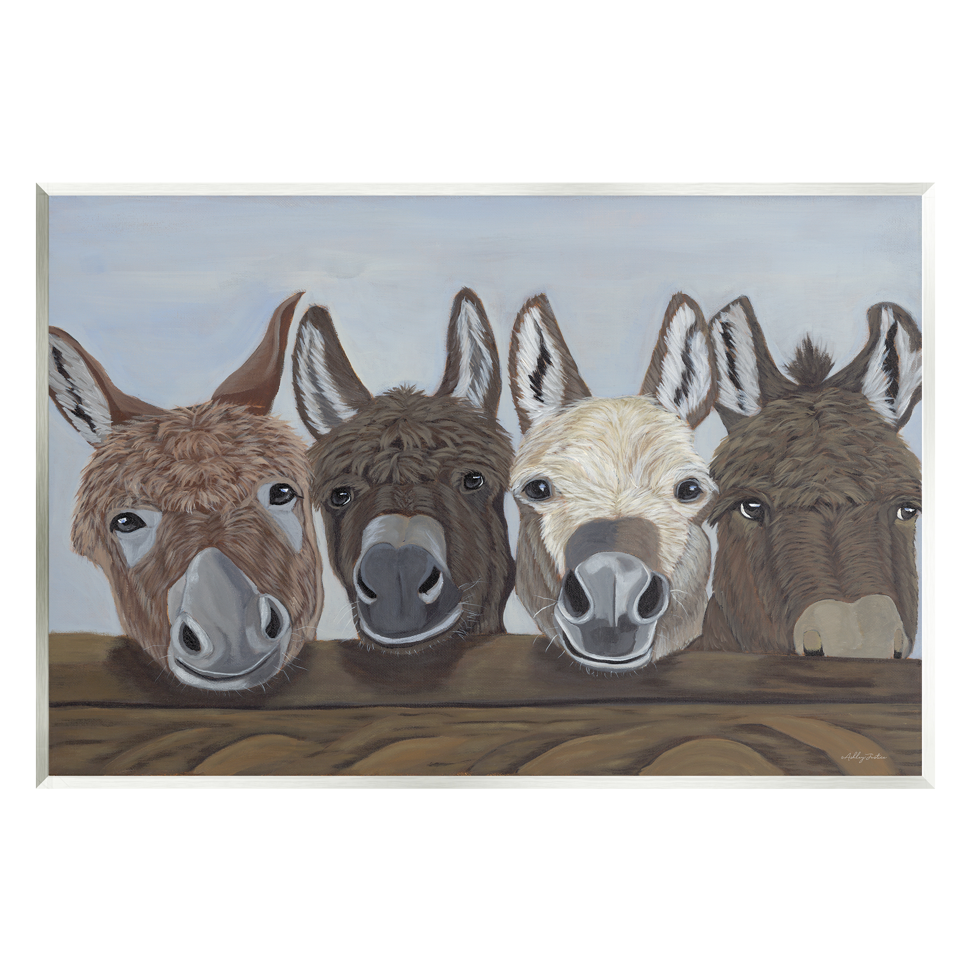Stupell Happy Donkeys Farmhouse Portrait Animals & Insects Painting