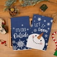 thumbnail image 3 of Snowman Christmas Kitchen Towels Set of 2,Blue Snowflake Let It Snow Winter Dish Hand Towels Holiday Home Indoor Bathroom Party Seasonal Noel Decorations DD013, 3 of 6