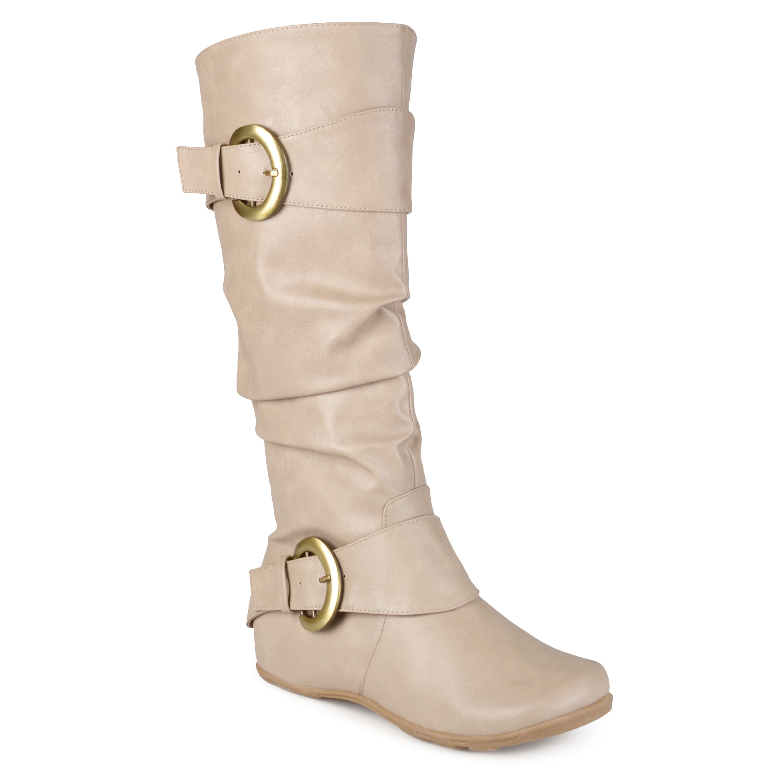 Womens Buckle Knee-High Slouch Boot 