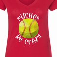 thumbnail image 4 of Inktastic Pitches Be Crazy Softball Humor Women's V-Neck T-Shirt, 4 of 5