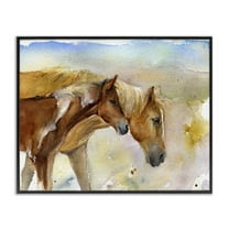 Stupell Industries Wild Horses Watercolor Animals & Insects Painting Black Framed Art Print Wall Art, 14 x 11
