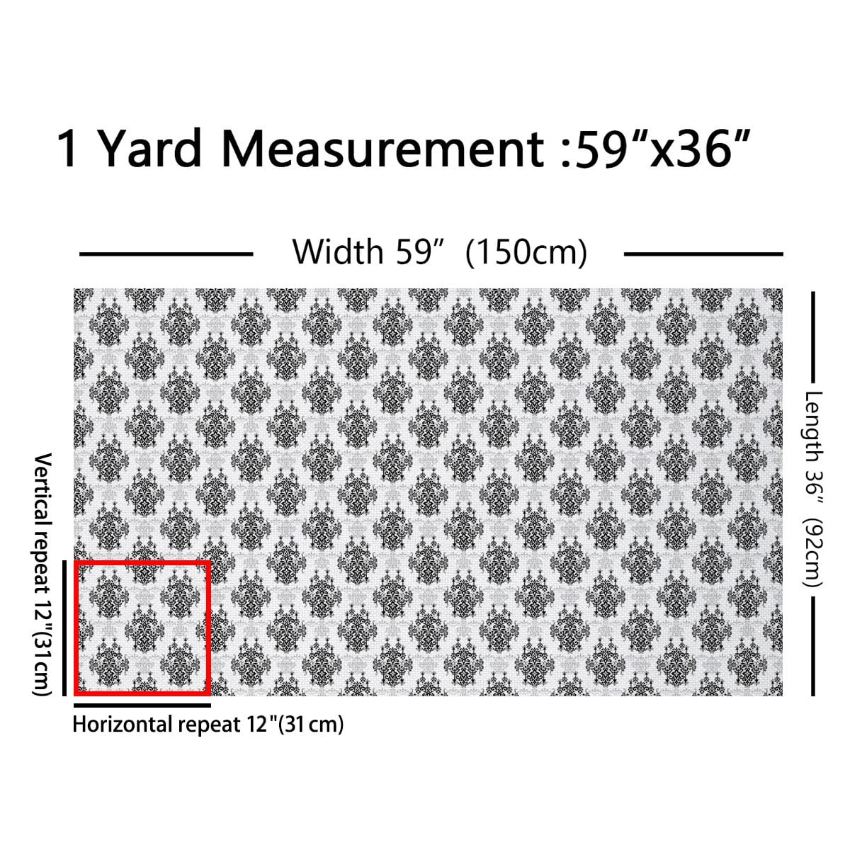 Feelyou Boho Damask Adult Fabric by the Yard 2 Yards, White Black Sewing Fabric, Tribal Hippie Mandala Home Decor Fabric by the Yard, Luxury Bedroom Decor