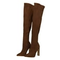 thumbnail image 6 of Mepaouo Women's Suede Thigh High Boots Wide Calf Over the Knee Boot Block High Heels Dressy Pumps Shoes, 6 of 8