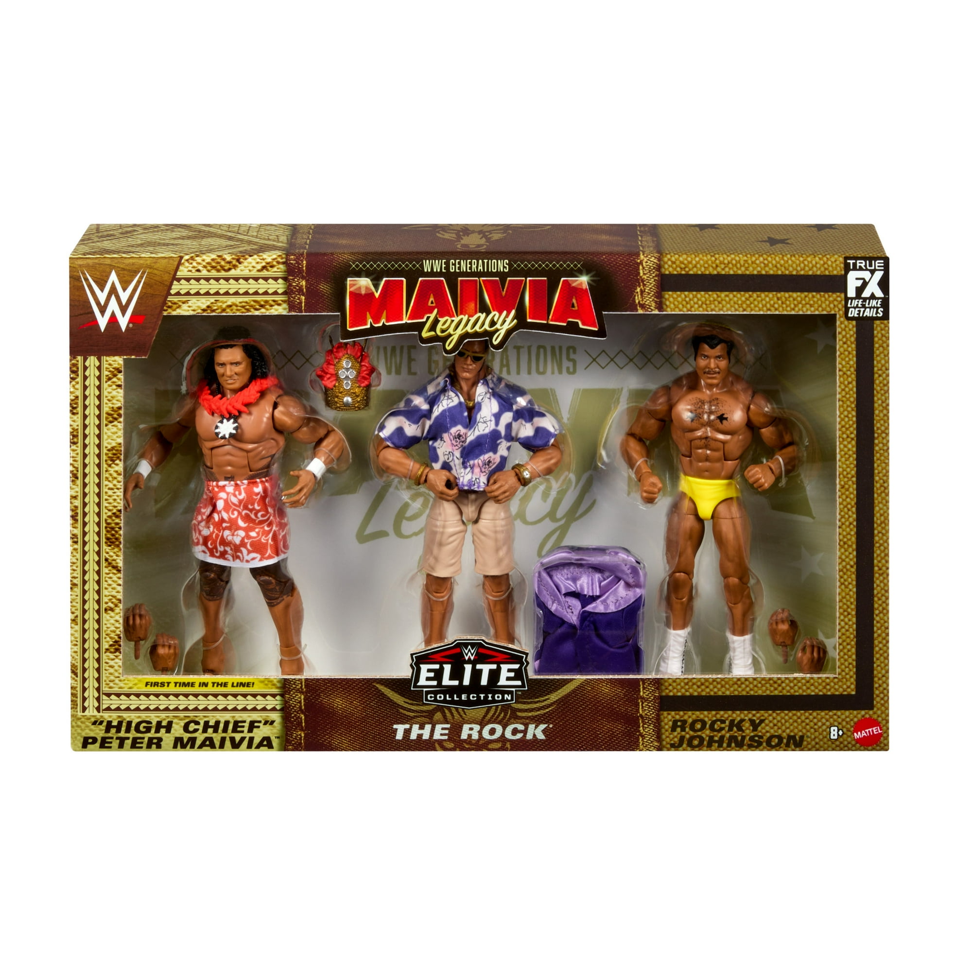 Generations: Figure Action Elite WWE 3個セット Maivia家族 Elite Mattel WWE The Johnson Rocky Rock, スポーツ