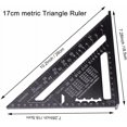 thumbnail image 2 of 2 piezas Triángulo Ángulo cuadrado Regla Transportador Herramienta de medición de aleación de aluminio de alta precisión Herramienta cuadrada de carpintero cuadrada de aluminio Negro 17 cm y 30 cm, 2 of 5
