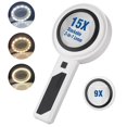 thumbnail image 1 of Magnifying Glass with 30 LED Lights, Handheld Magnifying Glass, Detachable Combined Dual Lens 3 Color Light Modes Magnifier for Seniors Reading Small Prints, Books, Map, Coins, 1 of 7