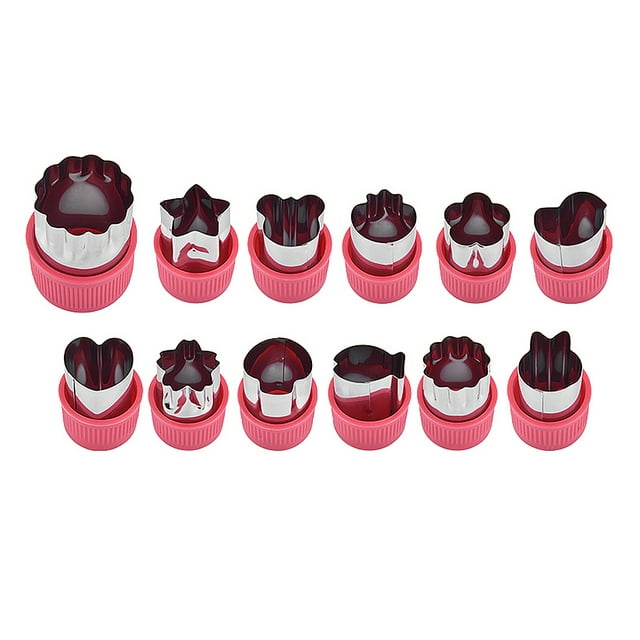 12 PCS Vegetable Cutter Shapes Set - Mini Cookie Cutters Fruit Cookie Pastry Stamps Mold for Kids Baking and Food Supplement Tools Accessories