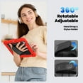 thumbnail image 6 of Case for iPad Pro 11 Inch (M4 2024/M5 2025) with Screen Protector, 360 Degree Rotating Kickstand Hand Strap Heavy Duty Shockproof Cover with Shoulder Strap, Red, 6 of 7