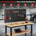 thumbnail image 5 of Workbench for Garage,ENJOYWOOD Heavy-Duty 48 inch 2 Tier Wood Work Bench with Storage Pegboards,Rubber Mat,Power Outlets, Rubber Wood Tabletop 2000 LBS Load Bearing Workstation Garage Desk Work Table, 5 of 9