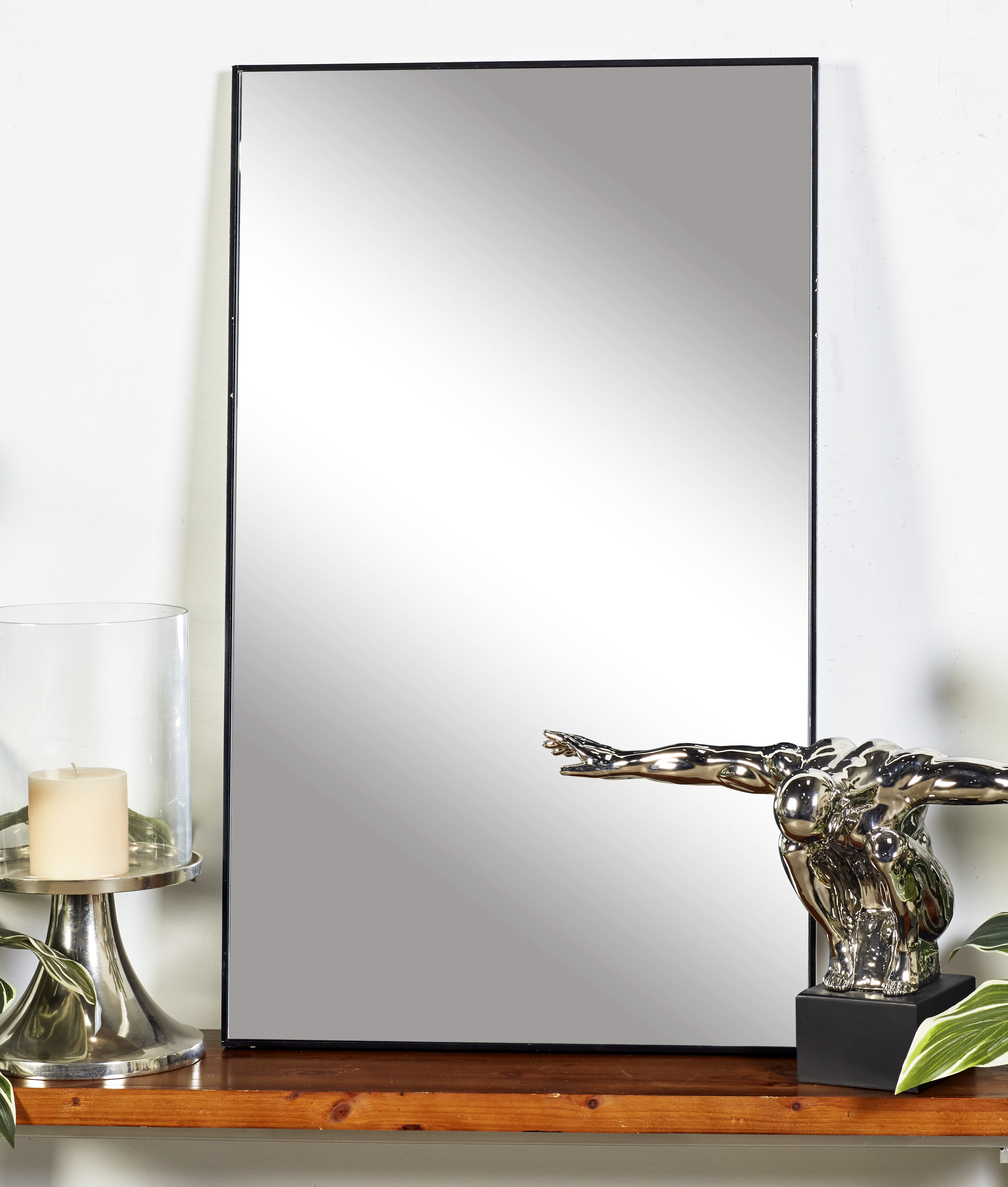 DecMode 24"W, 40"H Rectangle Full Length Mirror, Black, Set of 1