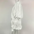 thumbnail image 4 of SMihono Women Fall Ruffles Dresses Bell Long Sleeve Casual Crewneck Button Down Belted Loose Fit Western Cowgirl Mini Dress White S, 4 of 8