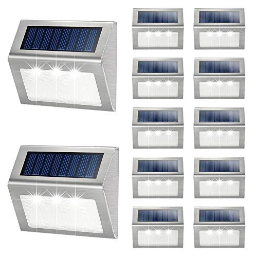 Uonlytech 2pcs Solar Fence Post Lights Retro Hexagon Deck Lights Outdoor Waterproof Security Lamps for Patio Stairs Garden Pathway Warm Light White Light