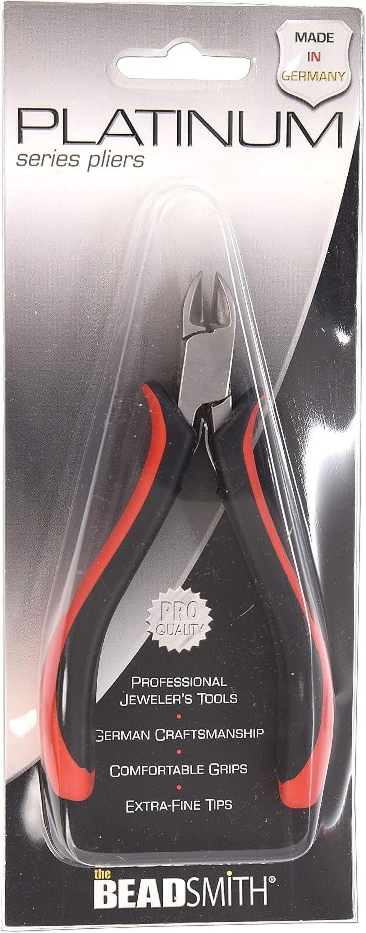 The Beadsmith Platinum Series German Flush Cutter, 4.75 inches (120mm) with Polished Steel Head, red and Black Ergonomic Comfort Grip Handle and Double-Leaf Spring, Tool for Jewelry Making