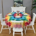 thumbnail image 2 of Colorful Tie Dye Mandala Pattern Round Tablecloth 60"x60",Wrinkle Wipeable Table Cloth for Kitchen Dining Room Picnic Patio Party, 2 of 6