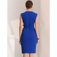 thumbnail image 3 of Vestido lápiz Allegra K Oficina Cuello V Azul Real M Mujer, 3 of 6
