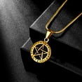 thumbnail image 6 of Jewmon Pentacle Pentagram Necklace for Men Unisex 316LL Stainless Steel Round Pendant Necklace Wicca Jewelry Gold, 6 of 9