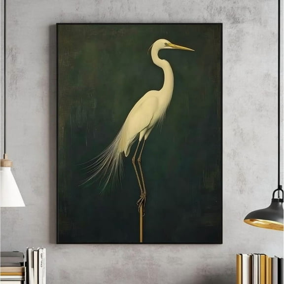 WhitePeak Art Vintage Bird, Crane, Japanese Crane, Antique Japanese Wall, Maximalist, Japandi Wall Decor, Housewarming Gift Ideas, Size 16x24 UNFFRAMED