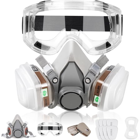 CRJKIJ Reusable Respirator Mask with Filters - Respirator Mask for Chemical Gas Dust Mask for Painting Spraying Sanding Welding Woodworking