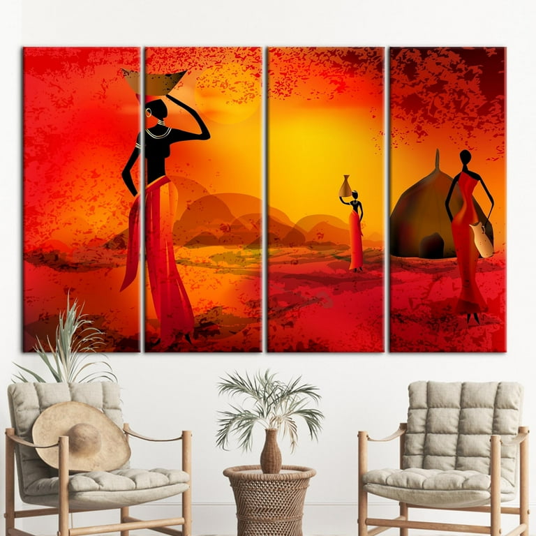African Woman Poster, Black Woman Canvas, Abstract Canvas, Sunset