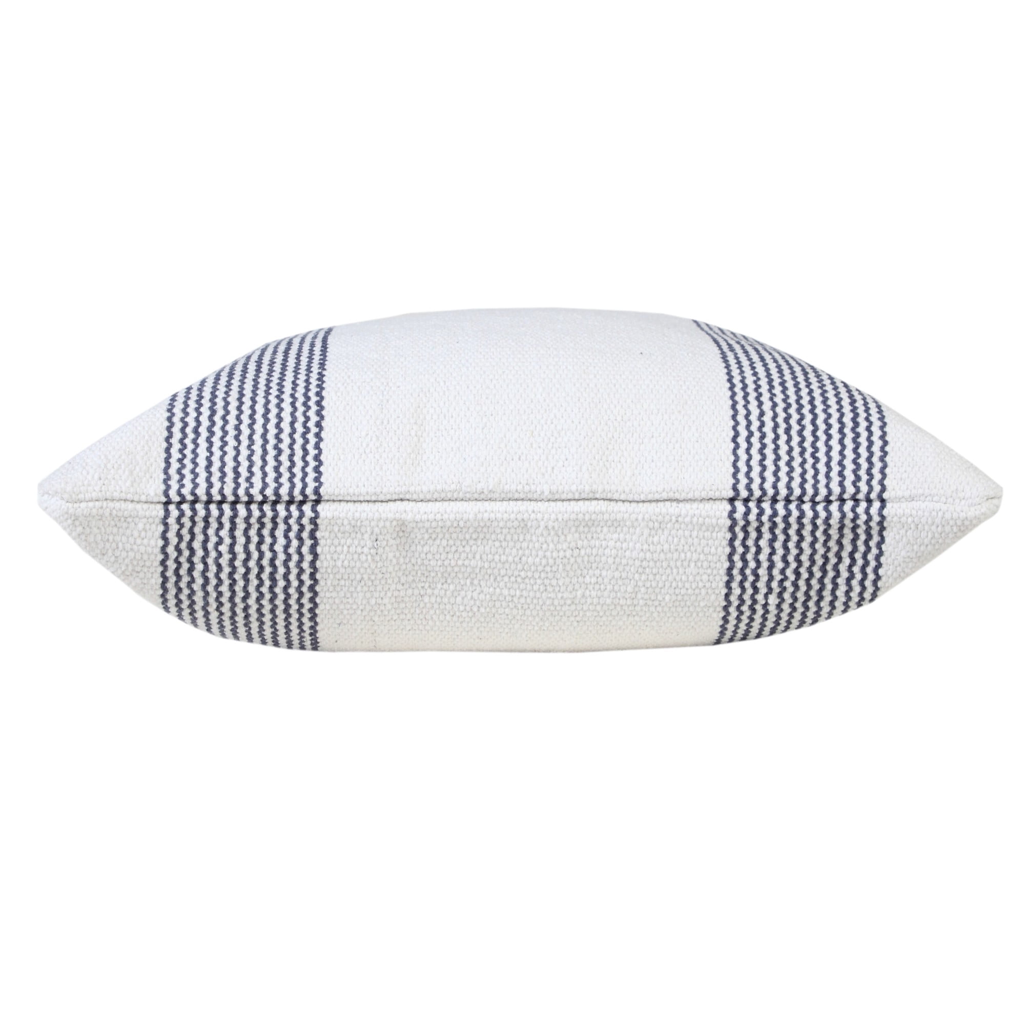 Laddha Home Designs Handwoven Geometric Striped Cotton Throw Pillow Cover - 20" - Blue and White