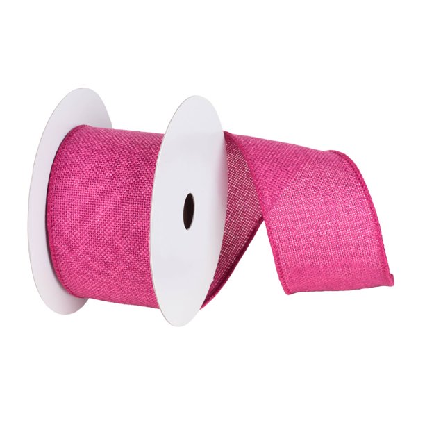 Mauve Pink Sparkle Solid Burlap Wired Christmas Craft Ribbon 2.5” x 10