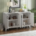 thumbnail image 6 of Vastcury 60" Retro 4 Door Storage Sideboard Cabinet, Buffet with Metal Handles for Kitchen, Living Room, Dining Room, Antique White, 6 of 8