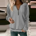 thumbnail image 2 of MESSUEN Half Zip Sweatshirt Women Warm Long Sleeve Shirts for Women Cable Knit Sweater Women Casual Tops for Women Womens Zip Up Sweatshirt Womens Sweatshirt Fashion Tops for Women Gray L, 2 of 4