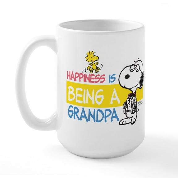 CafePress - Happiness Is Being A Grandpa Large Mug - 15 oz Ceramic Large White Novelty Mug