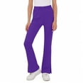 thumbnail image 4 of Pantalones de yoga acampanados de color liso para niñas, con bolsillos y cintura elástica, de poliéster, tallas medianas y grandes., 4 of 9