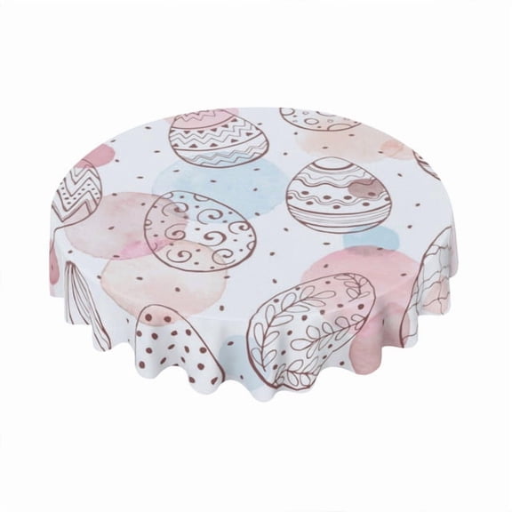 Eveokoki Easter Round Tablecloth 60 inch Diameter Easter Watercolor Pattern Table Cloths Spill Proof Wrinkle Table Cloth for Kitchen Dining Decoration Holiday Parties