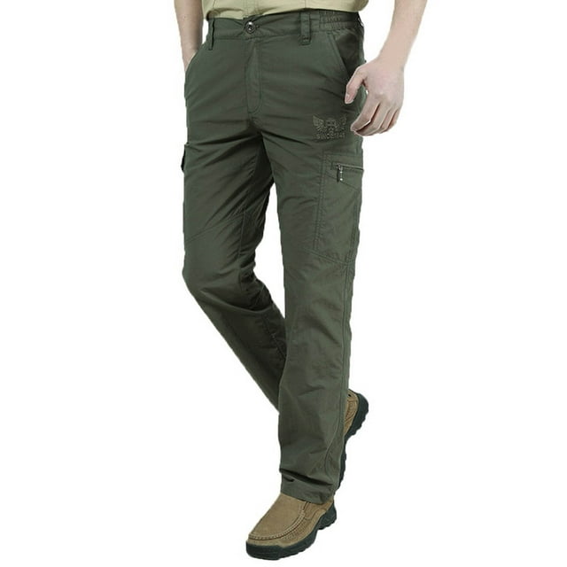 WRKEKC Cargo Pants for Men Slim Fit Multiple Pockets Straight Leg Pants Outdoor Waterproof Sport Pants for Active Use