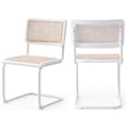 thumbnail image 1 of Meridian Furniture Kano Dining Chair, White Powder Coated Metal and Rattan/Cane (Set of 2), 1 of 7