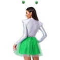 thumbnail image 5 of Aislor Womens Alien Space Cadet Rave Outfits Shiny Tulle Hem Dress with Headwear Green M, 5 of 7