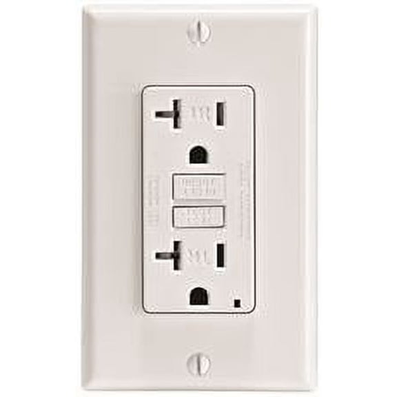 Leviton Smartlockpro 2-Pole Tamper-Resistant Duplex Gfci Receptacle With Led, White, Nema 5-20R, 125 Volts, 20 Amps