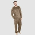 thumbnail image 5 of JIKNTTR Comfort Pajamas For Men Mens Long Warm Pyjamas Fashion Leisure Shirt Pants Pajama Set Home Clothes Two Piece Set Comfy Sleepwear Loungewear, 5 of 8
