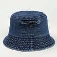 thumbnail image 5 of Mightlink Denim Sun Hat Flat Top Lightweight Pocket Decor Bucket Hat for Daily Life, 5 of 7