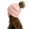 thumbnail image 4 of Dyfzdhu Women Solid Stitching Outdoor Plush Hats Crochet Knit Beanie Cap Button Peaked Pink, 4 of 6