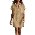 thumbnail image 2 of Blmnix Short Dress Woman Dress Button Down Shift Petticoat Collared Mini Yellow Short Sleeve with Pockets Womens Casual Dress,XL, 2 of 7