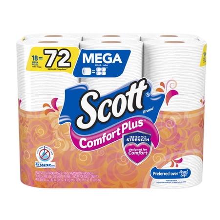 Scott ComfortPlus Toilet Paper, 18 Mega Rolls, 462 Sheets per Roll (8,316 Total)