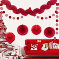 thumbnail image 3 of Red Party Decor 3D Paper Fan Flower Party Banner Circle Dots Garland Hanging Paper Polka Dot Streamer for Wedding Anniversary Bachelorette Birthday Valentines Hen Party Supplies, 3 of 6