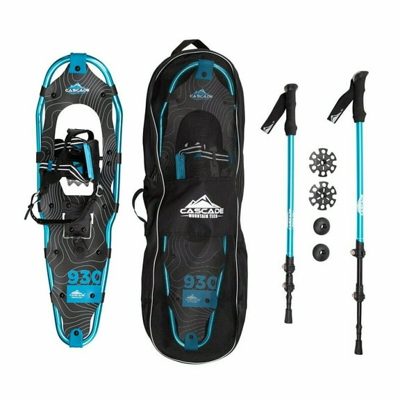 Cascade Mountain Tech Alptrek 930 Snowshoes W/ Poles & Carrying Bag Up To 250 lb