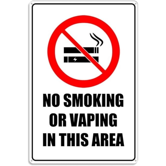 No Smoking Or Vaping In This Area Metal Sign With Symbol, Aluminum Uv Printed,4 Pre-Drilled Holes For Car, Business, Home, Office Indoor, Or Outdoor Use,8X12Inch