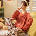 thumbnail image 1 of REDHOTYPE Nouveau Ensemble 2 Pcs Pyjama à Manches Longues à Col en V Pyjama pour Femme Pyjama Mignon en Coton Dessin Animé Grande Taille Tenue d'Intérieur, 1 of 2