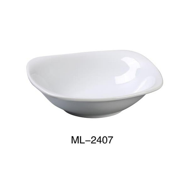7.25 x 2 in. Mainland Porcelain Square Bowl with Rounded Corner, Super White - 18 oz - Pack of 24