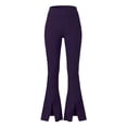 thumbnail image 5 of Hurxie Yoga Leggings with Front Slit and Pockets High Waist Tummy Control Buttery Soft Comfy Stretchy Workout Pants Purple,S, 5 of 7