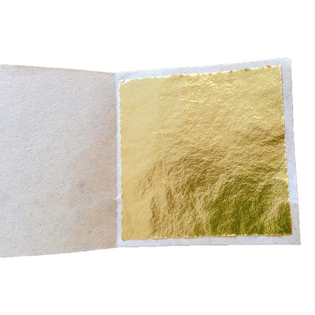 CADANIA 100 Sheets Imitation Gold Silver Foil Leaf Paper Home Wall Art Gilding Crafting DIY Decoration Gold 
